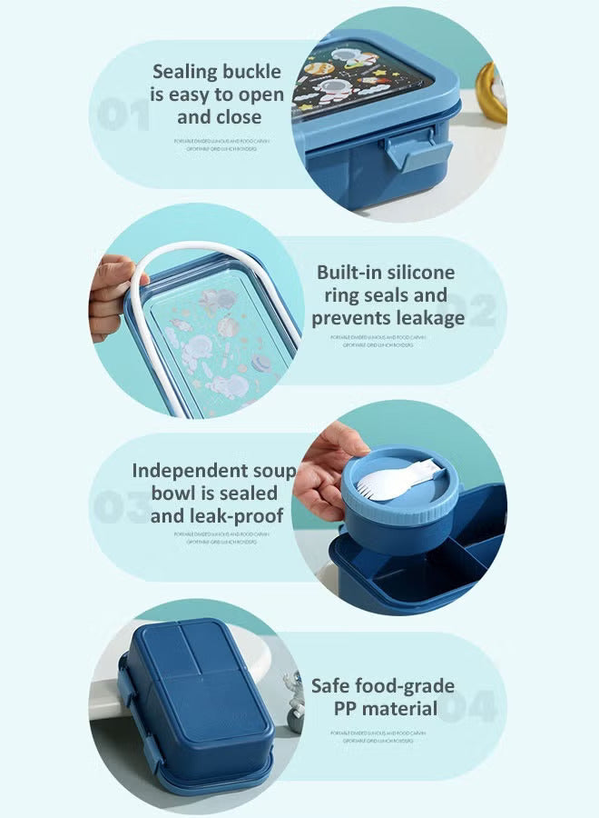 Kids Bento Lunch Box - 3 Compartment, Leak-Proof
