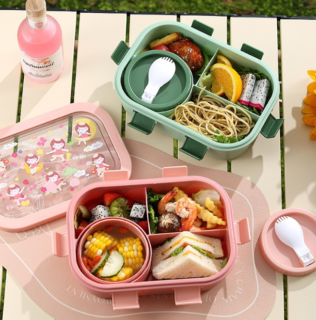 Kids Bento Lunch Box - 3 Compartment, Leak-Proof