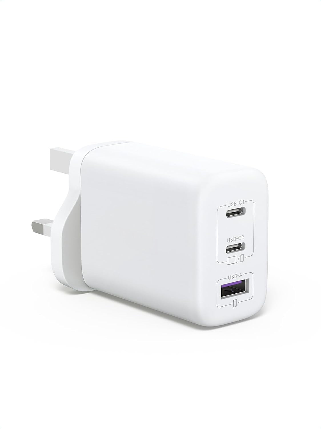 65W GaN Charger with Braided USB-C Cable Included, 3-Port Fast Wall Charger (2 USB-C + 1 USB-A), PD 3.0 & PPS for MacBook, iPad, Samsung, iPhone 18/17/16