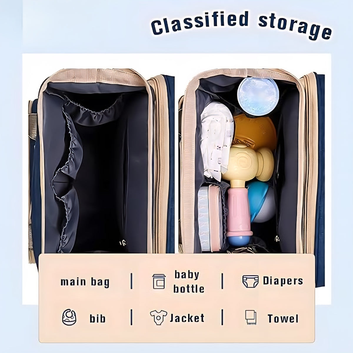 3-in-1 Baby Diaper Bag with Crib & Trolley Hook
