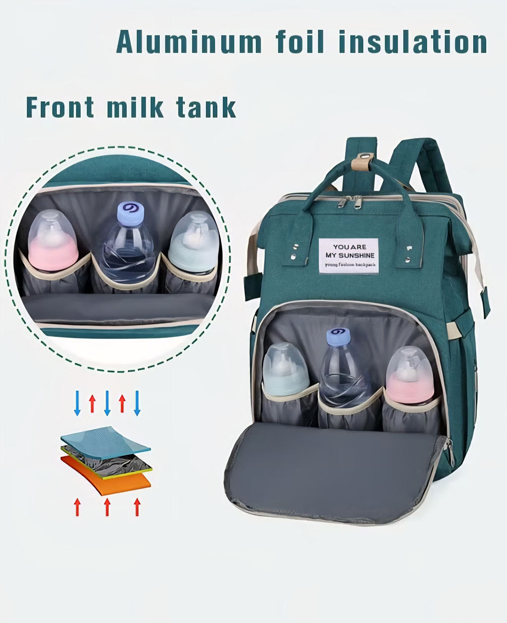 3-in-1 Baby Diaper Bag with Crib & Trolley Hook