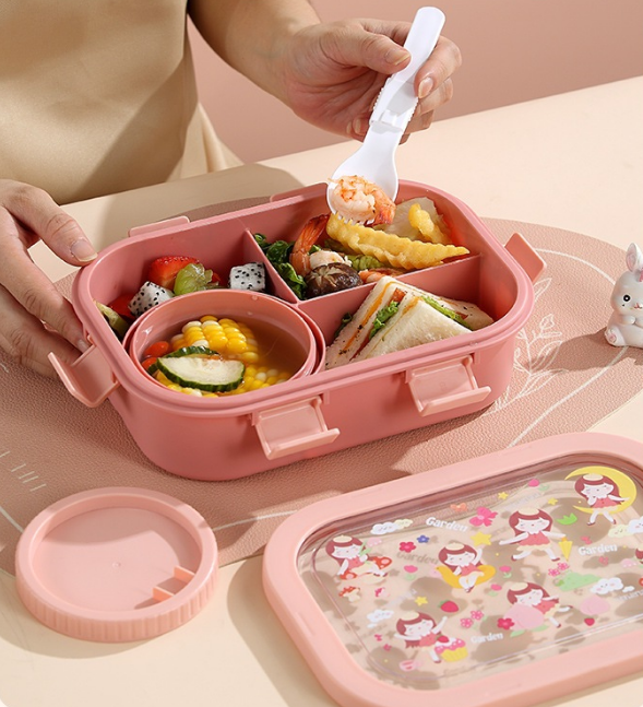 Kids Bento Lunch Box - 3 Compartment, Leak-Proof