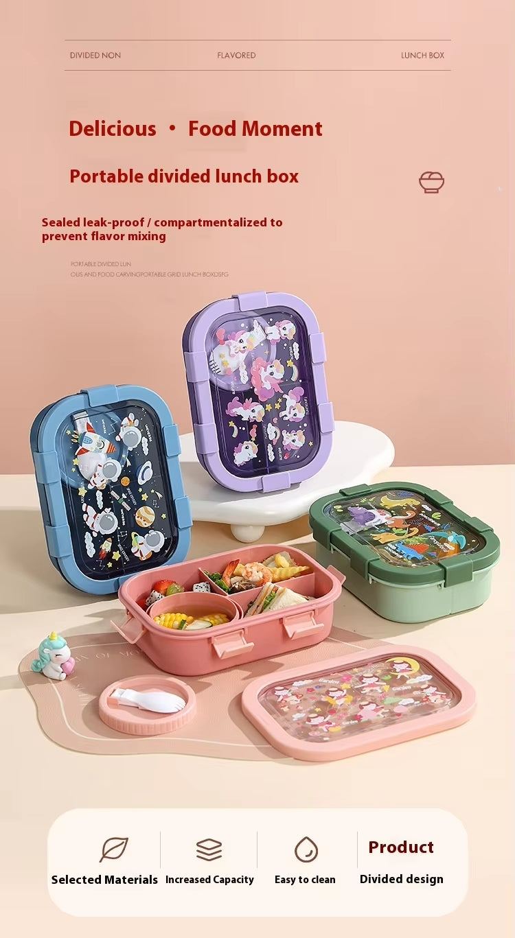 Kids Bento Lunch Box - 3 Compartment, Leak-Proof
