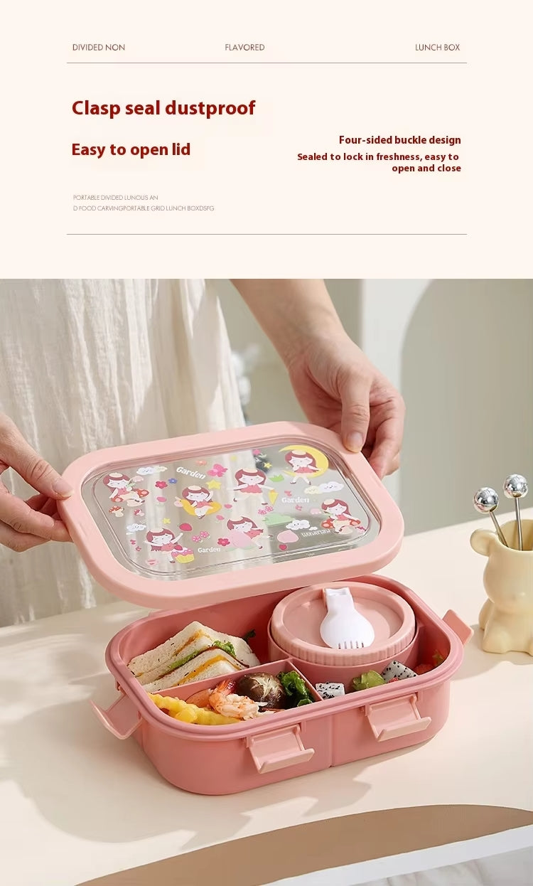 Kids Bento Lunch Box - 3 Compartment, Leak-Proof