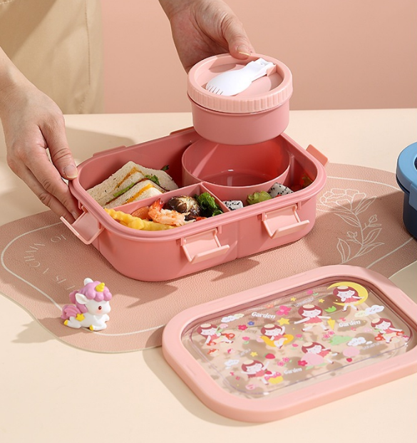 Kids Bento Lunch Box - 3 Compartment, Leak-Proof
