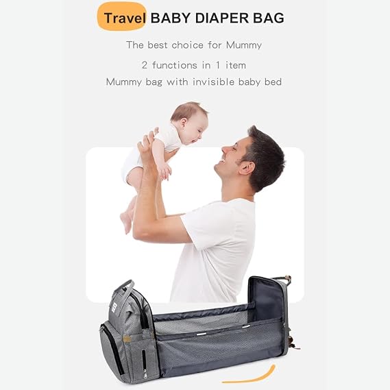 3-in-1 Baby Diaper Bag with Crib & Trolley Hook