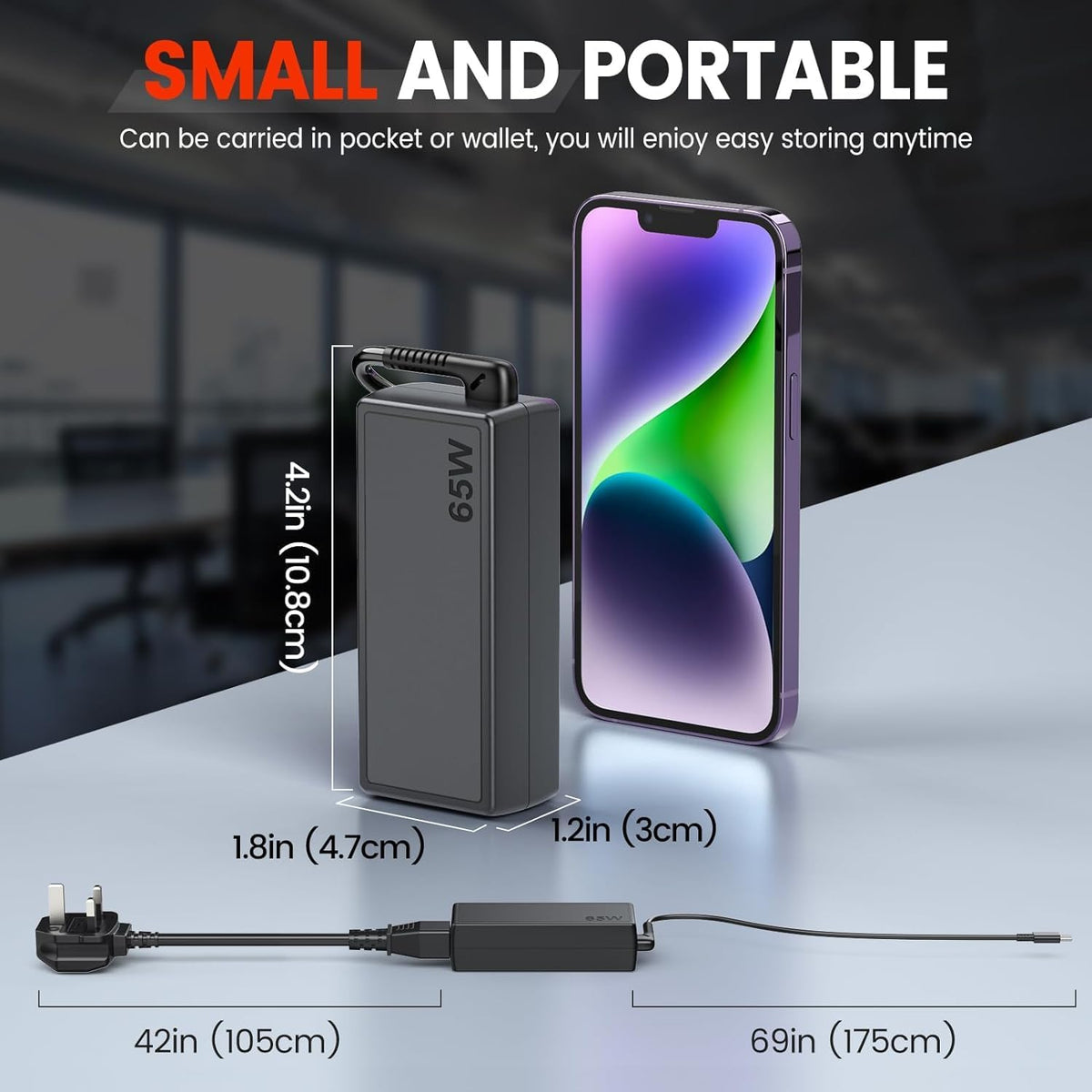 65W USB-C Laptop Charger – Type-C PD Fast Charging Adapter